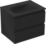 Mexen Rivel 60 cm-es fürdőszobai szekrény Vela mosdóval, 2 fiókos, bordázott, fekete matt - 91A20-06047-2-BFF71-W23M71 (91A20-06047-2-BFF71-W23M71)