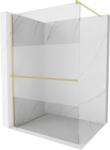 Mexen Kioto+ zuhanyfal polccal Walk-in 130 x 200 cm, átlátszó/frost, arany kefélt - 800-130-121-55-35 (800-130-121-55-35)