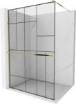 Mexen Kioto+ zuhanyfal polccal Walk-in 140 x 200 cm, fekete minta, arany - 800-140-121-50-78 (800-140-121-50-78)