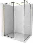 Mexen Kioto zuhanyfal Walk-in 150 x 70 cm, fekete keret, arany kefélt - 800-150-202-55-70-070 (800-150-202-55-70-070)
