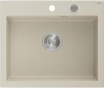 Mexen Elix gránit mosogató 1-medencés 600 x 500 mm, bézs, króm szifon - 6525601005-69 (6525601005-69)