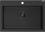 Mexen Elix 1-medencés gránit mosogató 700 x 500 mm, fekete/ezüst metál, fekete szifon - 6526701005-73-B (6526701005-73-B)