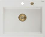 Mexen Elix gránit mosogató 1-medencés 600 x 500 mm, fehér, arany szifon - 6525601005-20-G (6525601005-20-G)