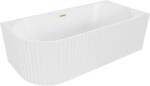 Mexen Gia szabadon álló sarokkád bordázott jobb 150 x 75 cm, fehér matt, arany kefélt túlfolyóval - 52701507501P-55 (52701507501P-55)
