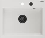 Mexen Oscar gránit mosogató egykamrás 580 x 490 mm, fehér, fekete szifon - 6519581000-20-B (6519581000-20-B)