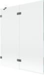 Mexen Lunar kétpaneles bal oldali fürdőkád paraván 140 x 150 cm, átlátszó, gun metal - 897-140-100-95-00-L (897-140-100-95-00-L)