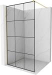 Mexen Kioto Walk-in zuhanyfal 100 x 200 cm, fekete rácsos 8 mm, arany kefélt - 800-100-101-55-77 (800-100-101-55-77)