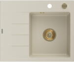 Mexen Ben gránit mosogató 1 rekesszel és csepegtetővel, jobb oldali, 600 x 500 mm, bézs, arany szifon - 6523605000-69-G (6523605000-69-G)