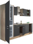 Leziter Yorki 270 Konyhablokk - Sonoma Tölgy Korpusz, Selyemfényű Antracit Front, Alulfagyasztós Hűtős Szekrénnyel