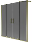 Mexen Velar Duo, kétszárnyas toló fürdőkád paraván 150 x 150 cm, grafit, arany - 896-150-000-42-50 (896-150-000-42-50)