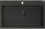 Mexen Elix gránit mosogató 1 medencés 800 x 500 mm, fekete/arany metál, fekete szifon - 6527801005-75-B (6527801005-75-B)