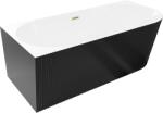 Mexen Silo szabadon álló sarokbalos bordázott kád 170 x 80 cm, fehér/fekete, arany kefélt túlfolyóval - 52891708075L-55 (52891708075L-55)