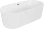 Mexen Paola szabadon álló bordázott kád 150 x 75 cm, matt fehér, réz túlfolyó - 52721507501-65 (52721507501-65)
