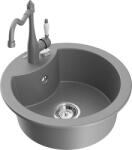 Mexen Diego gránit mosogató 1-medencés konyhai csappal Carla, szürke - 6512-71-670700-71 (6512-71-670700-71)