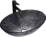 Mexen Goa 50 x 36 cm-es, fekete, pult feletti üveg mosdó - 24085070 (24085070)