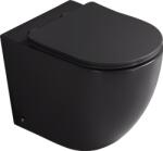 Mexen Lena szabadon álló perem nélküli Tornado WC csésze, lassan záró vékony ülőkével, duroplaszt, fekete matt - 32224085T (32224085T)