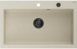 Mexen Elix egymedencés gránit mosogató 800 x 500 mm, bézs, fekete szifonnal - 6527801005-69-B (6527801005-69-B)