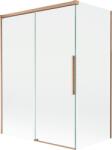Mexen Rox fürdőkád paraván, 2 szárnyú toló 120 + 70 x 150 cm, átlátszó, kefe réz - 8C9-120-070-65-00 (8C9-120-070-65-00)