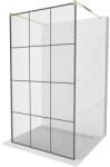Mexen Kioto szabadon álló zuhanyfal 100 x 200 cm, fekete rácsos 8 mm, arany - 800-100-002-50-77 (800-100-002-50-77)