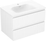 Mexen Rivel 70 cm-es fürdőszobaszekrény Vela mosdóval, 2 fiók, bordázott, matt fehér - 91A20-07047-2-BFF01-W23M01 (91A20-07047-2-BFF01-W23M01)