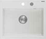 Mexen Oscar egykamrás gránit mosogató 580 x 490 mm, fehér, króm szifon - 6519581000-20 (6519581000-20)