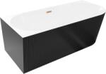 Mexen Silo szögletes bal oldali szabadon álló kád, bordázott 170 x 80 cm, fehér/fekete, sörtézett réz túlfolyó (52891708075L-65)