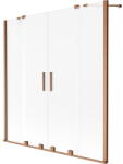 Mexen Velar Duo fürdőkád paraván, 2 szárnyú tolóajtó, 150 x 150 cm, homályos, kefezett réz - 896-150-000-32-65 (896-150-000-32-65)