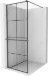Mexen Kioto+ zuhanyfal polccal Walk-in 80 x 200 cm, fekete rácsos, gun metal - 800-080-121-95-77 (800-080-121-95-77)