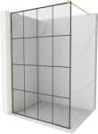 Mexen Kioto Walk-in zuhanyfal 140 x 200 cm, fekete rácsos 8 mm, arany kefélt - 800-140-101-55-77 (800-140-101-55-77)