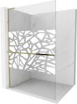 Mexen Kioto+ L zuhanyfal polccal Walk-in 100 x 200 cm, fehér minta, arany - 800-100-123-50-85 (800-100-123-50-85)