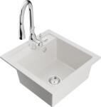 Mexen Vito gránit mosogató 1-medencés konyhai csapteleppel Savita, fehér - 6503-20-672601-00 (6503-20-672601-00)