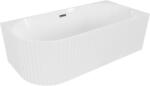 Mexen Gia jobb sarokban álló, bordázott szabadon álló kád 150 x 75 cm, fehér fényes, gun gray kefélt túlfolyó - 52701507500P-66 (52701507500P-66)