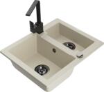 Mexen Carlos gránit mosogató 1, 5 rekeszes Rita konyhai csappal, bézs - 6518-69-670300-70 (6518-69-670300-70)