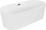 Mexen Paola szabadon álló bordázott fürdőkád 150 x 75 cm, fehér fényes, fekete túlfolyó - 52721507500-70 (52721507500-70)