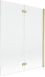 Mexen Mist kétszárnyú jobb oldali fürdőszobai paraván 140 x 150 cm, átlátszó, arany szálcsiszolt - 8A9-140-002-55-00-P (8A9-140-002-55-00-P)