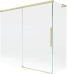 Mexen Rox L kétszárnyú kádparaván, eltolható 170 + 80 x 150 cm, átlátszó, arany kefe - 8C9L-170-080-55-00 (8C9L-170-080-55-00)