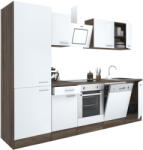 Leziter Yorki 280 Konyhablokk - Yorki Tölgy Korpusz, Selyemfényű Fehér Front, Alsó Sütős Elemmel, Polcos Szekrénnyel