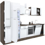 Leziter Yorki 310 Konyhablokk - Yorki Tölgy Korpusz, Selyemfényű Fehér Front, Alsó Sütős Elemmel, Felülfagyasztós Hűtős Szekrénnyel