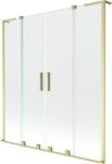 Mexen Velar L Duo kádparaván 2-szárnyú tolóajtós 140 x 150 cm, átlátszó, arany kefélt - 896-140-003-02-55 (896-140-003-02-55)
