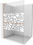 Mexen Kioto+ L zuhanyfal polccal Walk-in 100 x 200 cm, fehér minta, csiszolt réz - 800-100-123-65-85 (800-100-123-65-85)