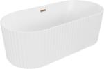 Mexen Paola szabadon álló bordázott kád 150 x 75 cm, fehér matt, túlfolyó rózsaarany - 52721507501-60 (52721507501-60)