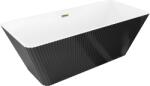 Mexen Tava szabadon álló bordázott kád 170 x 75 cm, fehér/fekete, arany túlfolyó - 52851707575-50 (52851707575-50)