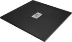 Mexen Hugo SMC 100 x 100 cm-es négyzet alakú zuhanytálca, fekete, inox burkolat - 42701010-X (42701010-X)