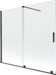 Mexen Velar 2 szárnyas csúsztatható kádparaván 180 x 150 cm, átlátszó, fekete - 896-180-000-01-70 (896-180-000-01-70)