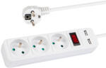 BLOW Prelungitor electric PR-370WSP/USB 3-prize+USB cu împământare+întrerupător 5m ALB 3x1, 5mm (98-782-)