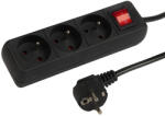 BLOW Prelungitor PR-370WSP 3-prize cu împământare+comutator 2m negru 3x1, 5mm (98-772-)