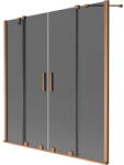 Mexen Velar Duo 2-szárnyú, toló 150 x 150 cm, grafit, kefélt réz kádparaván - 896-150-000-42-65 (896-150-000-42-65)