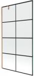 Mexen Next 1-szárnyú zuhanyfal 100 x 150 cm, fekete rács, kefézett réz - 895-100-000-00-77-65 (895-100-000-00-77-65)