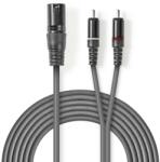 Nedis XLR 3-Tűs Dugasz, RCA Dugasz x2, PVC, nikkelezett, szimmetrikus audió kábel, 3m, sötét szürke (COTH15200GY30) (COTH15200GY30) (COTH15200GY30)