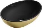 Mexen Elza pultra szerelhető mosdókagyló 40 x 33 cm, fekete matt/arany vonal mintázat - 21014027 (21014027)